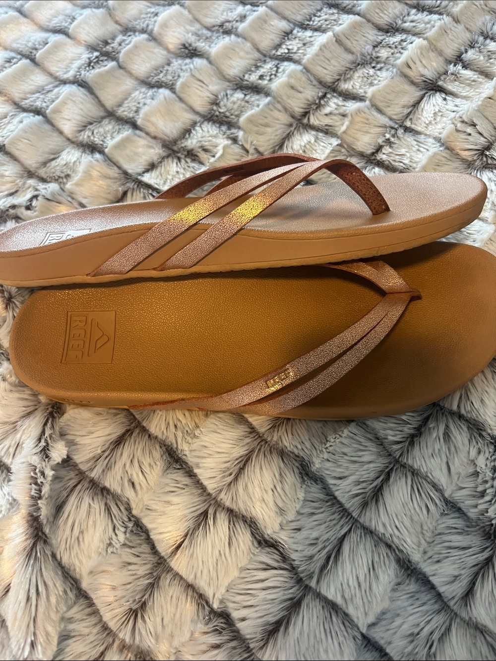 Reef Women’s Brown Sandals with Metallic Rose Straps